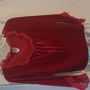 Ivy jane red top with lace accent, large